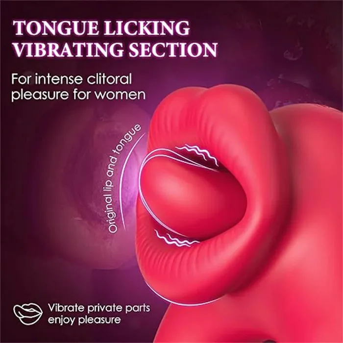 Couples Couples Share Penis Red Lips Vibrating Cock Ring OOTYEMO