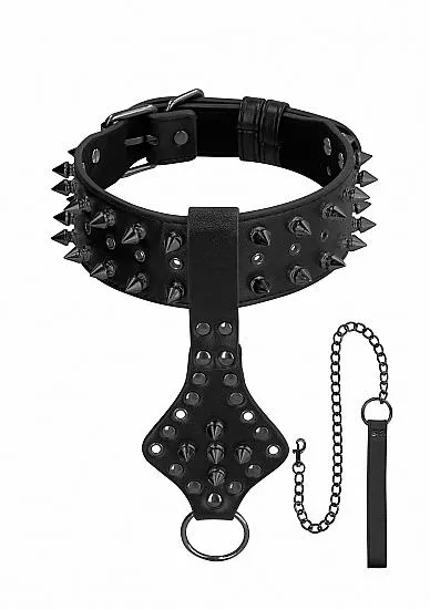 Ouch Skulls Bones Neck Chain With Spikes And Leash Black Ouch Couples