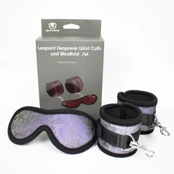 Spartacus Blindfold And Wrist Cuff Kit Neoprene Silver Spartacus Couples