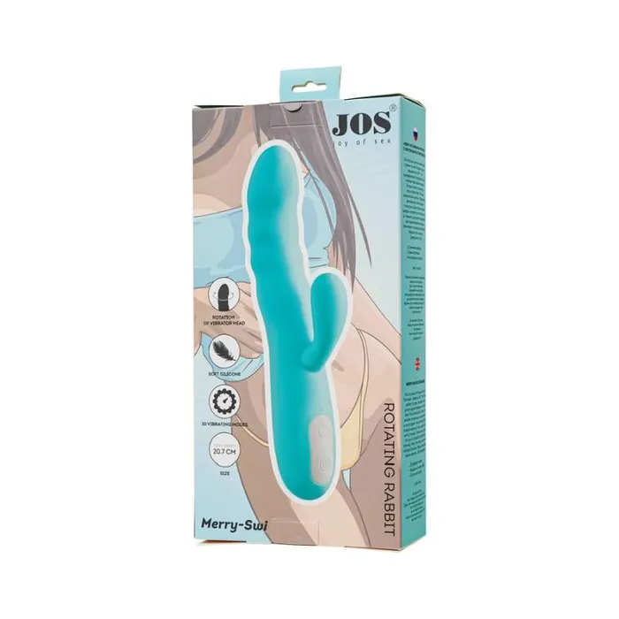 Vibrators JOS JOS Merry Swirl Rotating Shaft Rabbit Vibrator Blue