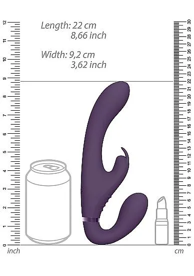 Vive Suki Rechargeable Triple Motor Pulse Wave Vibrating Silicone Strapless Strap On Purple Seductucom Female Sex Toys