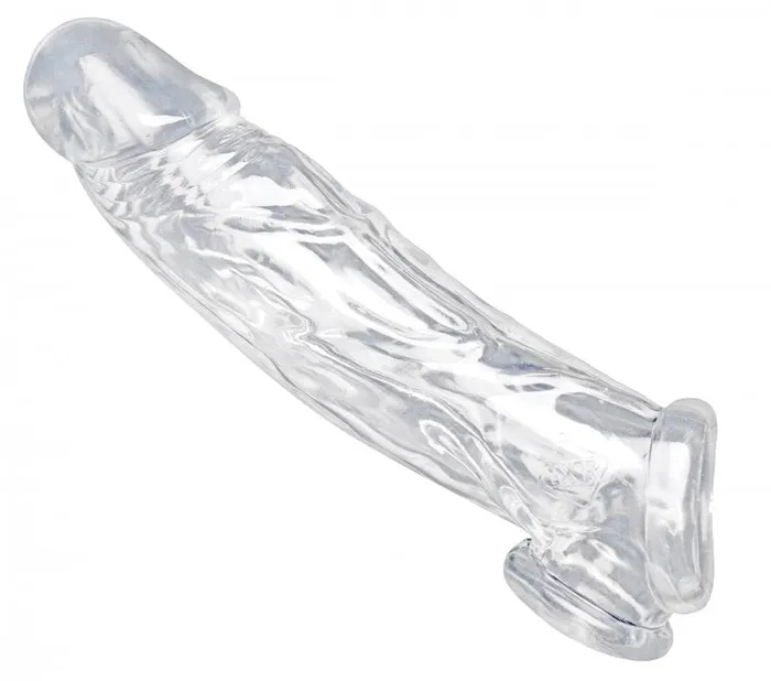 XR Brands Male Sex Toys Size Matters Realistic Clear Penis Enhancer and Ball Stretcher Clear