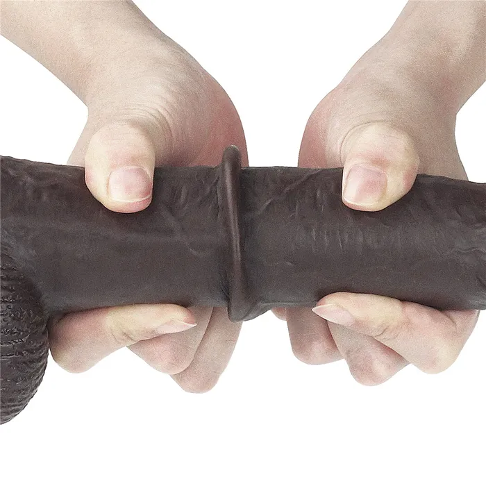 Dildos Flexible Realistic Double Layer Cyber Skin Slidingskin Dong 9 Brown Love Toy