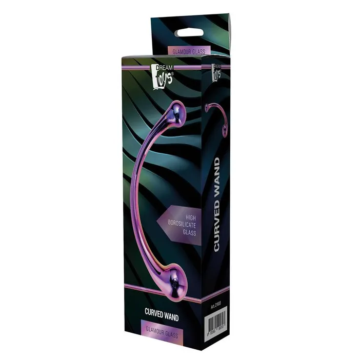 Dream Toys Dildos Curved Wand MultiColoured Glass Double Ended Stimulator