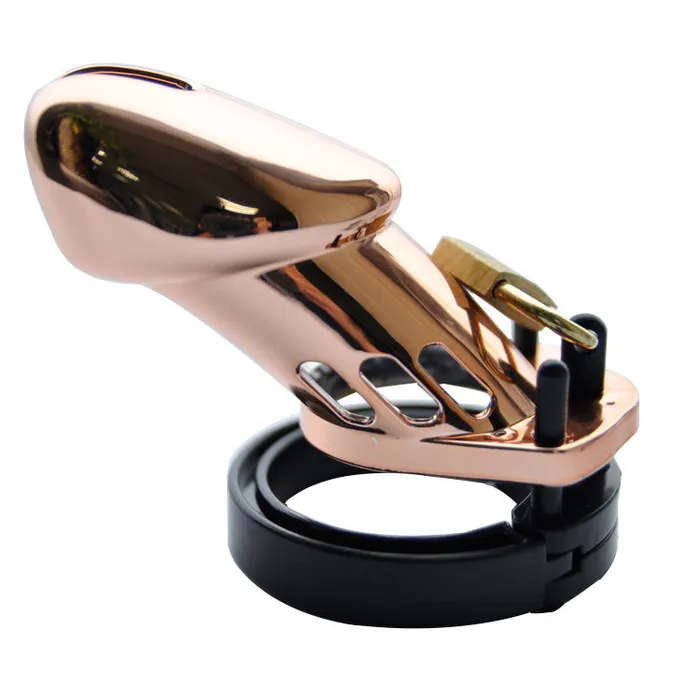 Male Sex Toys Imprison Bird IMPRISON BIRD Delxue Chrome Male Chastity Kit Penis Cage 5 Rings Set Rose Gold 2 Size