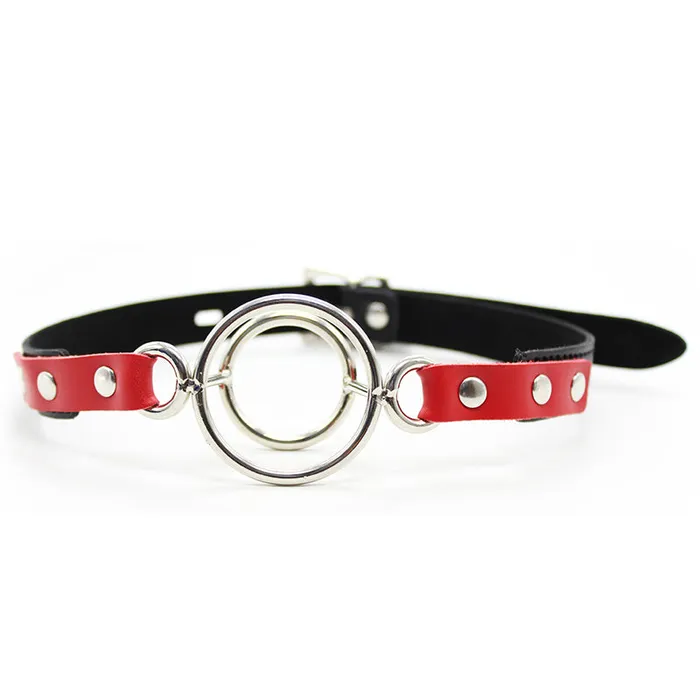 SexyPlay BDSM Metal Mouth Gag Adjustable PU Leather Belt Male Sex Toys