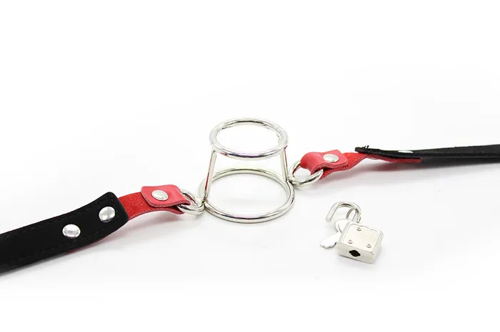 SexyPlay BDSM Metal Mouth Gag Adjustable PU Leather Belt Male Sex Toys