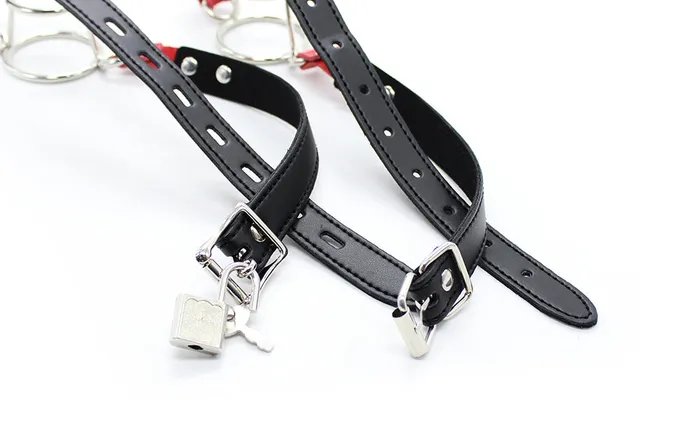 SexyPlay BDSM Metal Mouth Gag Adjustable PU Leather Belt Male Sex Toys